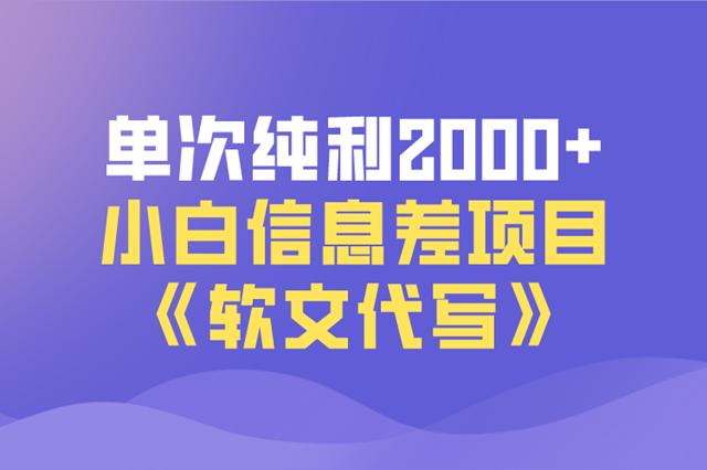 佐道超车暴富系列课12：单次纯利2000+，小白信息差项目-软文代写