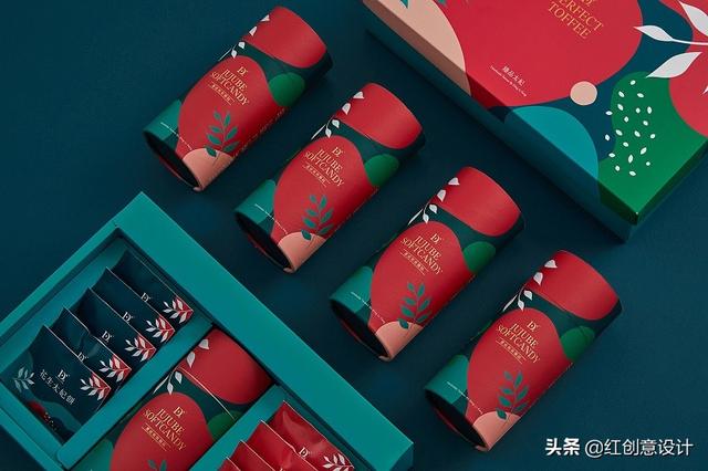 大红大绿打造的现代、时尚糕点礼品盒包装设计(图3)