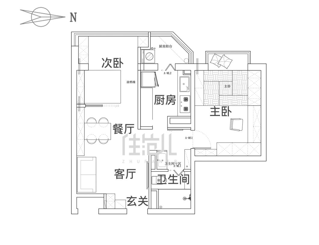 50平米小户型如何装修增加收纳有娃接听也能入住一年0杂物