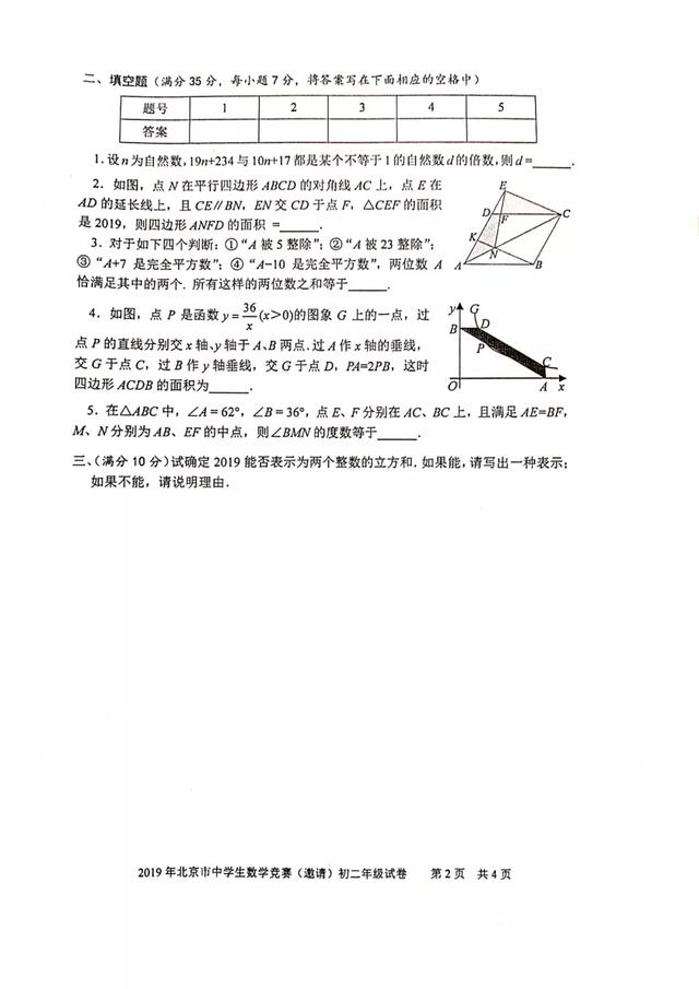 19年北京市中学生数学竞赛初二数学试卷 家长论坛 家长交流社区 北京小升初 北京学区房 北京幼升小幼儿入园门户网站