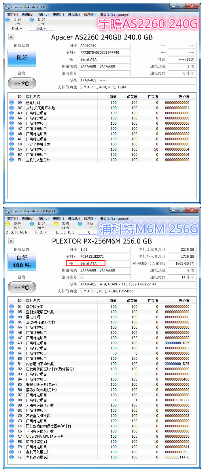 长得很一样，mSATA与M.2接口SSD对比测试