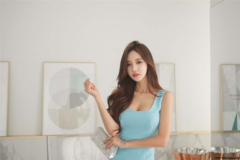 孙允珠丨蓝香橙缥色琉璃石晶鱼尾摆裙