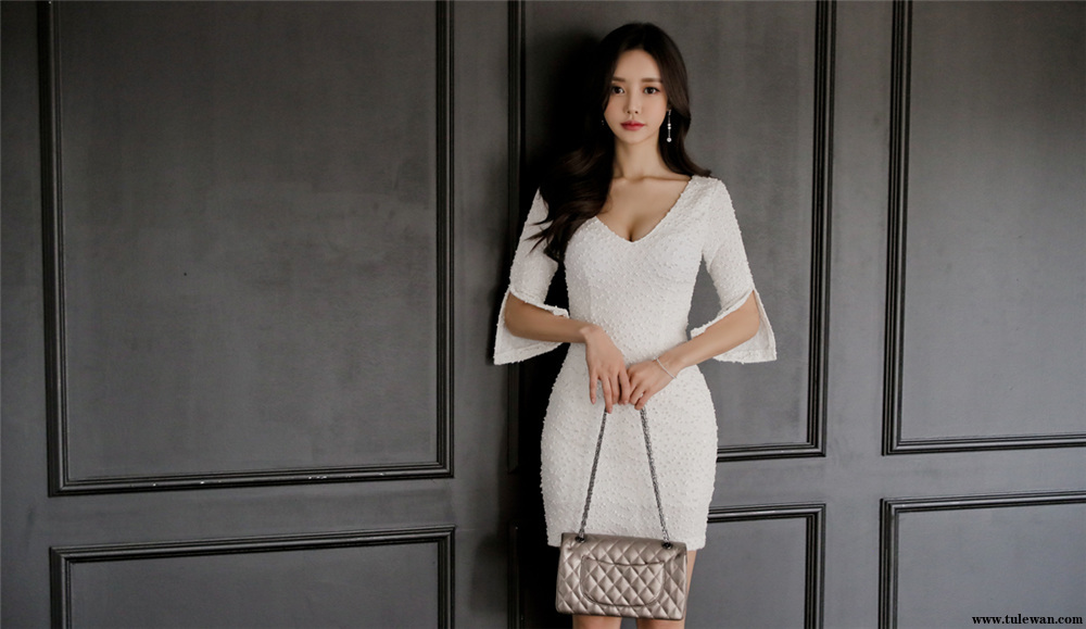 孙允珠丨白雪慕斯毛呢香蝶开袖古典裙