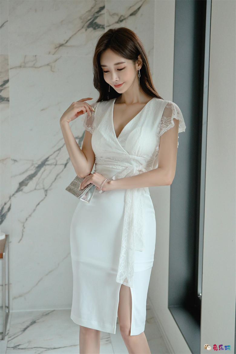 孙允珠丨白絮天使雪纺童话不对称衣裙