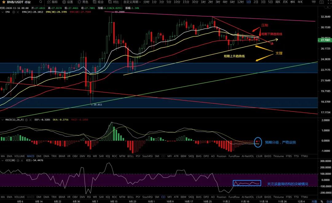 11/16价格分析：BTC、BCH、ETH、LTC、BNB、LINK I Damo行情8