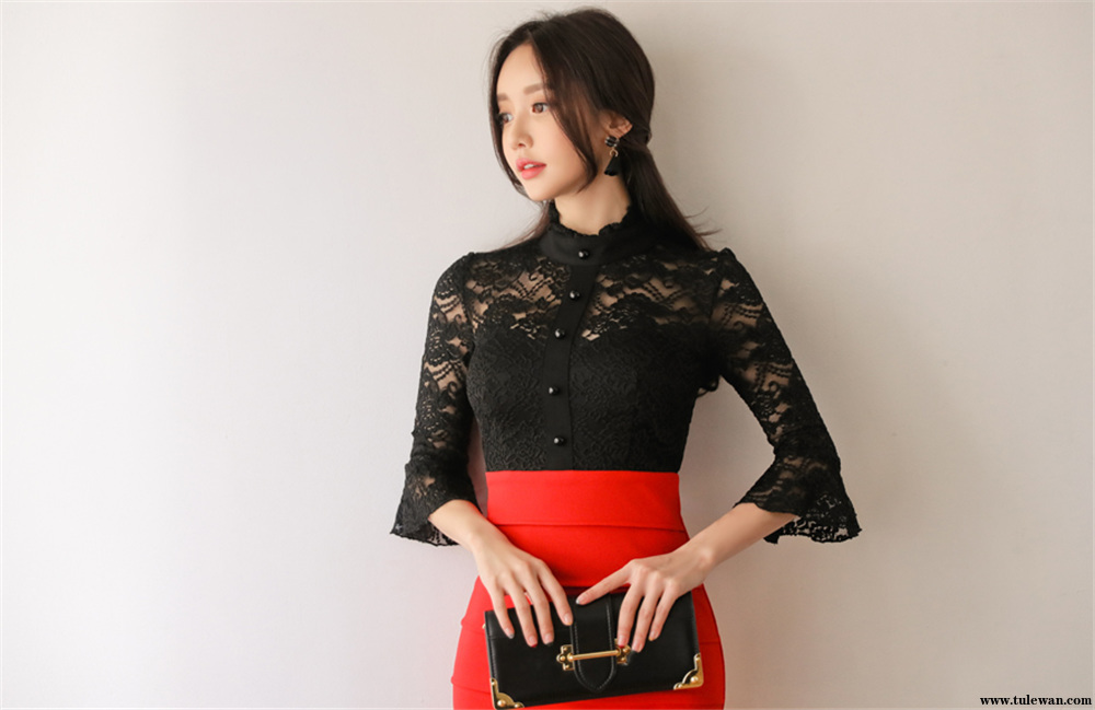 孙允珠丨黑蝴蝶华尔兹罗裳织莎镂空裙